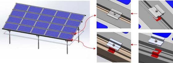 Aluminum Solar Panel Mounting System Support Structure Ground Mount Screw    Solar Off Grid System  Rail Clamp