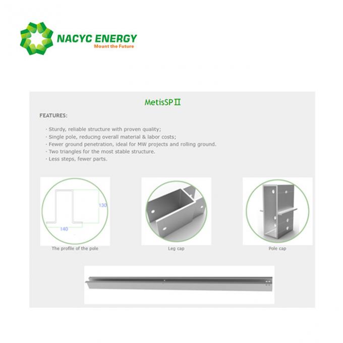 Anodized Aluminium Solar Ground Mount System Single Pole
